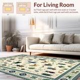 Ultra Soft Area Rug, Non Slip, Stain Resistant, Washable Area Rugs for Living Room, Bedroom, Artistic Insect Motif Soft Texture(Beige)