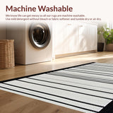 Ultra Soft Area Rug, Non Slip, Stain Resistant, Washable Area Rugs for Living Room, Bedroom, Timeless Farmhouse Striped Elegance(White)