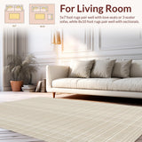 Ultra Soft Area Rug, Non Slip, Stain Resistant, Washable Area Rugs for Living Room, Bedroom, Rustic Fuzzy Circular Delight(Beige)