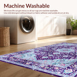 Ultra Soft Area Rug, Non Slip, Stain Resistant, Washable Area Rugs for Living Room, Bedroom, Whimsical Violet Ogee Pattern(Purple)