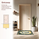 Ultra Soft Area Rug, Non Slip, Stain Resistant, Washable Area Rugs for Living Room, Bedroom, Rustic Ocean Wave Motif(Gold)