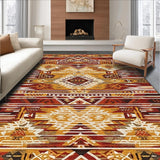 Ultra Soft Area Rug, Non Slip, Stain Resistant, Washable Area Rugs for Living Room, Bedroom, Artistic Area with Rich Browns and Warm Golds Abstract Tribal Design(Red)