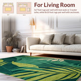 Ultra Soft Area Rug, Non Slip, Stain Resistant, Washable Area Rugs for Living Room, Bedroom, Sleek Geometric Floral Composition(Green)