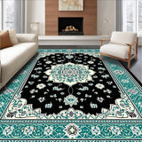 Geometric Black and Teal Motif(Black)