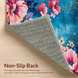 Ultra Soft Area Rug, Non Slip, Stain Resistant, Washable Area Rugs for Living Room, Bedroom, Cozy Earthy Symmetrical Patterns(Blue)