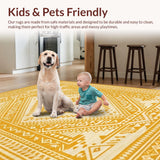 Ultra Soft Area Rug, Non Slip, Stain Resistant, Washable Area Rugs for Living Room, Bedroom, Warm Minimalist Diamond Arrangement(Yellow)