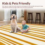 Ultra Soft Area Rug, Non Slip, Stain Resistant, Washable Area Rugs for Living Room, Bedroom, Vintage Striped(Yellow)