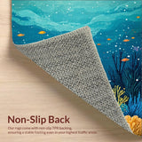 Ultra Soft Area Rug, Non Slip, Stain Resistant, Washable Area Rugs for Living Room, Bedroom, Dolphin Delight Rug Playful Dolphin & Coral Reefs Carpet Design(Blue)