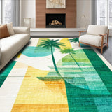 Ultra Soft Area Rug, Non Slip, Stain Resistant, Washable Area Rugs for Living Room, Bedroom, Kids Surf Bath Mat Playful Island Boards Artistic Palms Oceanic Pattern Rug(Green)