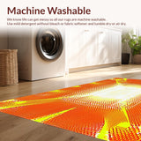 Ultra Soft Area Rug, Non Slip, Stain Resistant, Washable Area Rugs for Living Room, Bedroom, Artistic Rainbow Sunburst Pattern(Yellow)