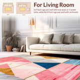 Ultra Soft Area Rug, Non Slip, Stain Resistant, Washable Area Rugs for Living Room, Bedroom, Contemporary Multi-Tonal Symmetry(Pink)