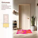 Ultra Soft Area Rug, Non Slip, Stain Resistant, Washable Area Rugs for Living Room, Bedroom, Lively Bold Jungle Imagery(Pink)
