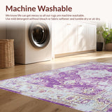 Ultra Soft Area Rug, Non Slip, Stain Resistant, Washable Area Rugs for Living Room, Bedroom, Luxurious Neutral Toned Symmetry(Purple)