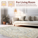 Ultra Soft Area Rug, Non Slip, Stain Resistant, Washable Area Rugs for Living Room, Bedroom, Beige and Gray Boho Patio(Beige)