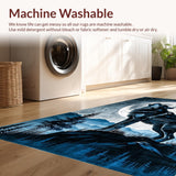 Ultra Soft Area Rug, Non Slip, Stain Resistant, Washable Area Rugs for Living Room, Bedroom, Rustic Gray Toned Animal Motif(Blue)