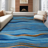 Ultra Soft Area Rug, Non Slip, Stain Resistant, Washable Area Rugs for Living Room, Bedroom, Vibrant Multi-Tonal Organic Flow(Blue)