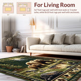 Ultra Soft Area Rug, Non Slip, Stain Resistant, Washable Area Rugs for Living Room, Bedroom, Vibrant Earth Toned Wildlife Design(Brown)
