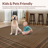 Ultra Soft Area Rug, Non Slip, Stain Resistant, Washable Area Rugs for Living Room, Bedroom, Contemporary Minimalist Patterned Mat(Brown)