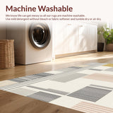 Ultra Soft Area Rug, Non Slip, Stain Resistant, Washable Area Rugs for Living Room, Bedroom, Scandi Geometric Ivory Living Room Non-Shedding Rug(White)