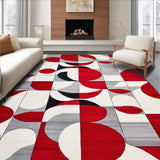 Ultra Soft Area Rug, Non Slip, Stain Resistant, Washable Area Rugs for Living Room, Bedroom, Bold Geometric Red White Grey Black Accent Carpet(Red)