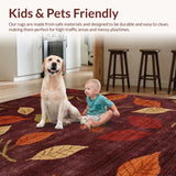 Ultra Soft Area Rug, Non Slip, Stain Resistant, Washable Area Rugs for Living Room, Bedroom, Rustic Red Striped Aesthetic(Brown)