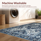 Ultra Soft Area Rug, Non Slip, Stain Resistant, Washable Area Rugs for Living Room, Bedroom, Navy Geometric Boho Elegance(Blue)