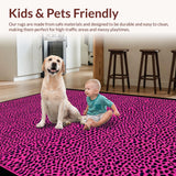 Ultra Soft Area Rug, Non Slip, Stain Resistant, Washable Area Rugs for Living Room, Bedroom, Vibrant Animal Patterned Flourish(Pink)
