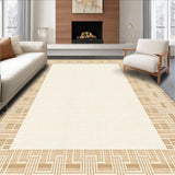 Basketweave Border Area with Subtle Chevron Lines and Neutral Tones Design(Beige)