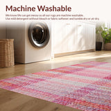 Ultra Soft Area Rug, Non Slip, Stain Resistant, Washable Area Rugs for Living Room, Bedroom, Soft Pink Scalloped Edge Rug with Ribbon Bow and Wave Pattern(Pink)