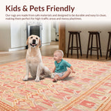 Ultra Soft Area Rug, Non Slip, Stain Resistant, Washable Area Rugs for Living Room, Bedroom, Desert Bloom Boho Chic Geometric(Beige)