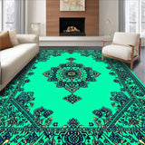 Ultra Soft Area Rug, Non Slip, Stain Resistant, Washable Area Rugs for Living Room, Bedroom, Boho Turquoise Bedroom Area Rug for High Traffic(Green)