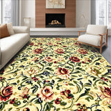 Ultra Soft Area Rug, Non Slip, Stain Resistant, Washable Area Rugs for Living Room, Bedroom, Citron Green Floral Rug for Meditation Space(Beige)
