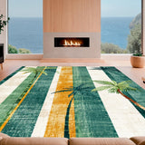 Ultra Soft Area Rug, Non Slip, Stain Resistant, Washable Area Rugs for Living Room, Bedroom, Tropical Surfboard Print Rug Absorbent Coastal Floor Mat Beach Vibe Artwork(Blue)