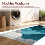 Ultra Soft Area Rug, Non Slip, Stain Resistant, Washable Area Rugs for Living Room, Bedroom, Contemporary Neutral Teal Waves(Blue)