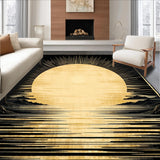 Ultra Soft Area Rug, Non Slip, Stain Resistant, Washable Area Rugs for Living Room, Bedroom, Mid Century Modern Sun Shape Design(Gold)