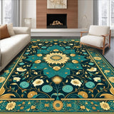 Ultra Soft Area Rug, Non Slip, Stain Resistant, Washable Area Rugs for Living Room, Bedroom, Living Rug Peacock Garden Easy Clean Carpet(Blue)