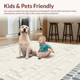 Ultra Soft Area Rug, Non Slip, Stain Resistant, Washable Area Rugs for Living Room, Bedroom, Modern Tiled Area with Timeless Design(Beige)