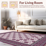 Ultra Soft Area Rug, Non Slip, Stain Resistant, Washable Area Rugs for Living Room, Bedroom, Contemporary Ogee Pattern Fusion(Purple)