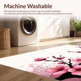 Ultra Soft Area Rug, Non Slip, Stain Resistant, Washable Area Rugs for Living Room, Bedroom, Contemporary Vibrant Blossom Arrangement(Pink)