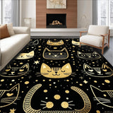 Ultra Soft Area Rug, Non Slip, Stain Resistant, Washable Area Rugs for Living Room, Bedroom, Contemporary Playful Cat Embellishment(Black)