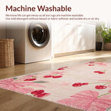 Ultra Soft Area Rug, Non Slip, Stain Resistant, Washable Area Rugs for Living Room, Bedroom, Sweet Pink Bow Cherry Blossom Area Rug Pattern(Pink)