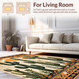 Ultra Soft Area Rug, Non Slip, Stain Resistant, Washable Area Rugs for Living Room, Bedroom, Whimsical Cactus Rainbow Aesthetic(Orange)