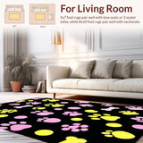Ultra Soft Area Rug, Non Slip, Stain Resistant, Washable Area Rugs for Living Room, Bedroom, Joyful Fluffy Pup Design Aesthetic(Black)