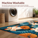 Ultra Soft Area Rug, Non Slip, Stain Resistant, Washable Area Rugs for Living Room, Bedroom, Sunny Tropical Garden Aesthetic(Orange)