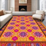Ultra Soft Area Rug, Non Slip, Stain Resistant, Washable Area Rugs for Living Room, Bedroom, Striking Colorful Geometric Fusion(Orange)