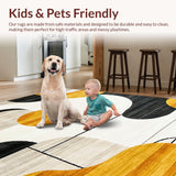 Ultra Soft Area Rug, Non Slip, Stain Resistant, Washable Area Rugs for Living Room, Bedroom, Trendy Dynamic Spiral Artwork(Yellow)