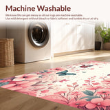 Ultra Soft Area Rug, Non Slip, Stain Resistant, Washable Area Rugs for Living Room, Bedroom, Soft Elegant Butterfly Bloom Design(Pink)