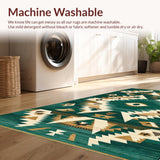 Ultra Soft Area Rug, Non Slip, Stain Resistant, Washable Area Rugs for Living Room, Bedroom, Rustic Boho Bedroom Non-Slip Decorative Carpet(Green)