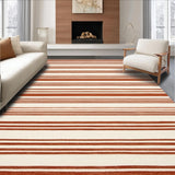 Ultra Soft Area Rug, Non Slip, Stain Resistant, Washable Area Rugs for Living Room, Bedroom, Durable Farmhouse Style with Bold Terracotta and Beige Linear(Brown)