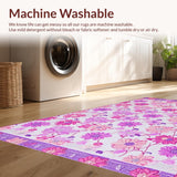 Ultra Soft Area Rug, Non Slip, Stain Resistant, Washable Area Rugs for Living Room, Bedroom, Bright Youthful Floral Fantasy(White)